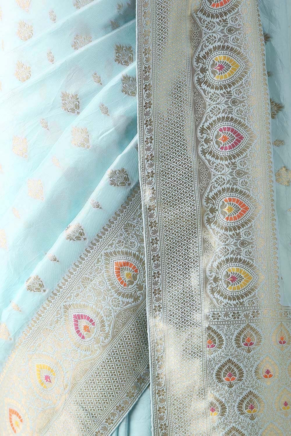 Light Blue Viscose Luxe Woven Saree image number null