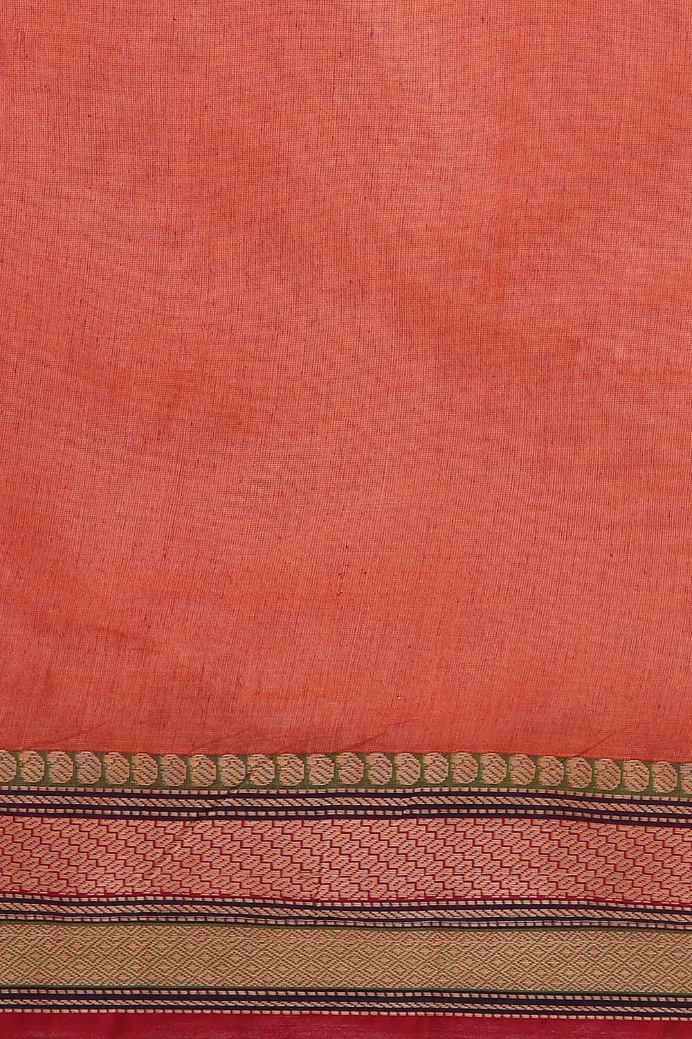 Dark Pure Orange Cotton South Saree image number null