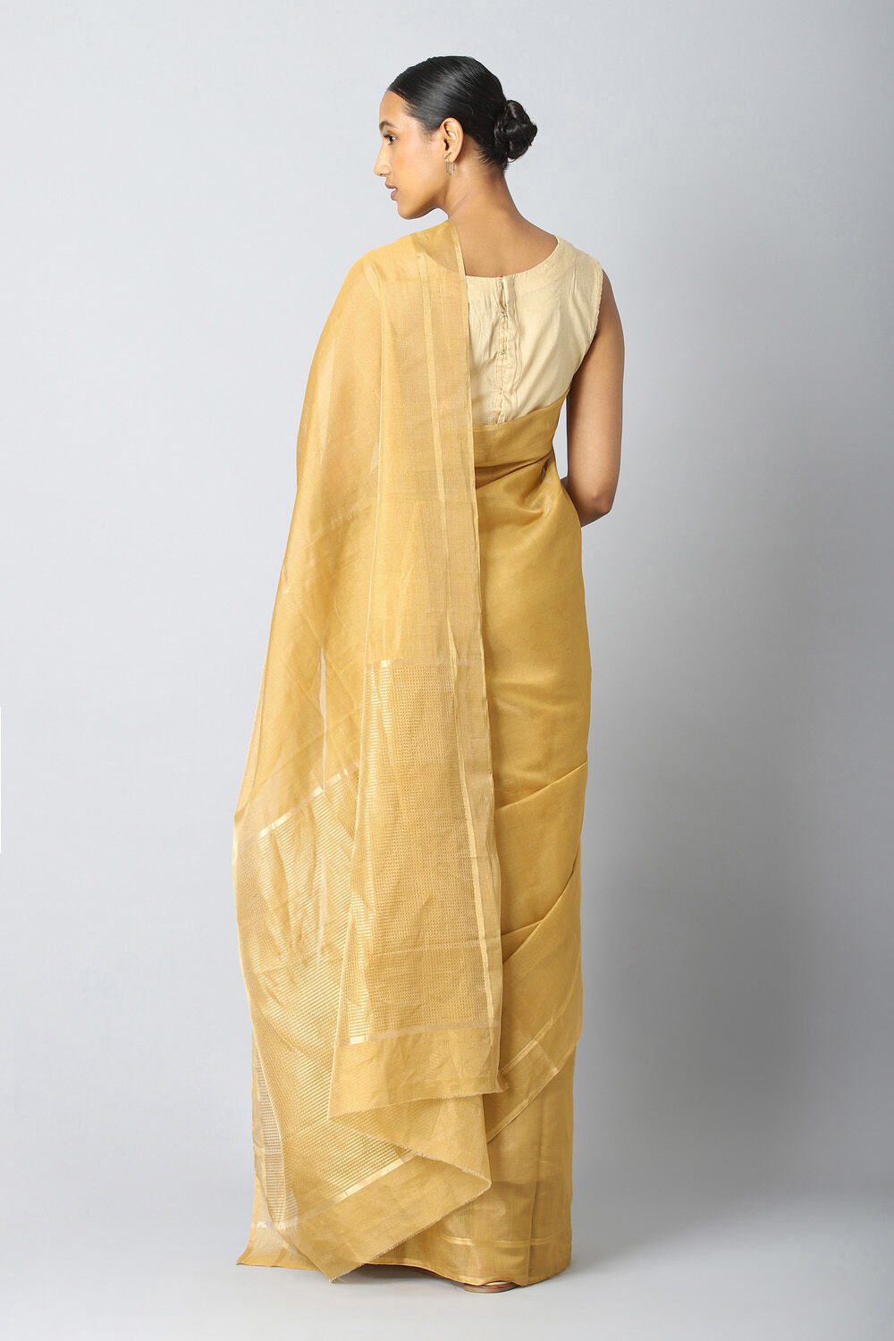 Gold Pure Cotton Tissue Chanderi Saree image number null