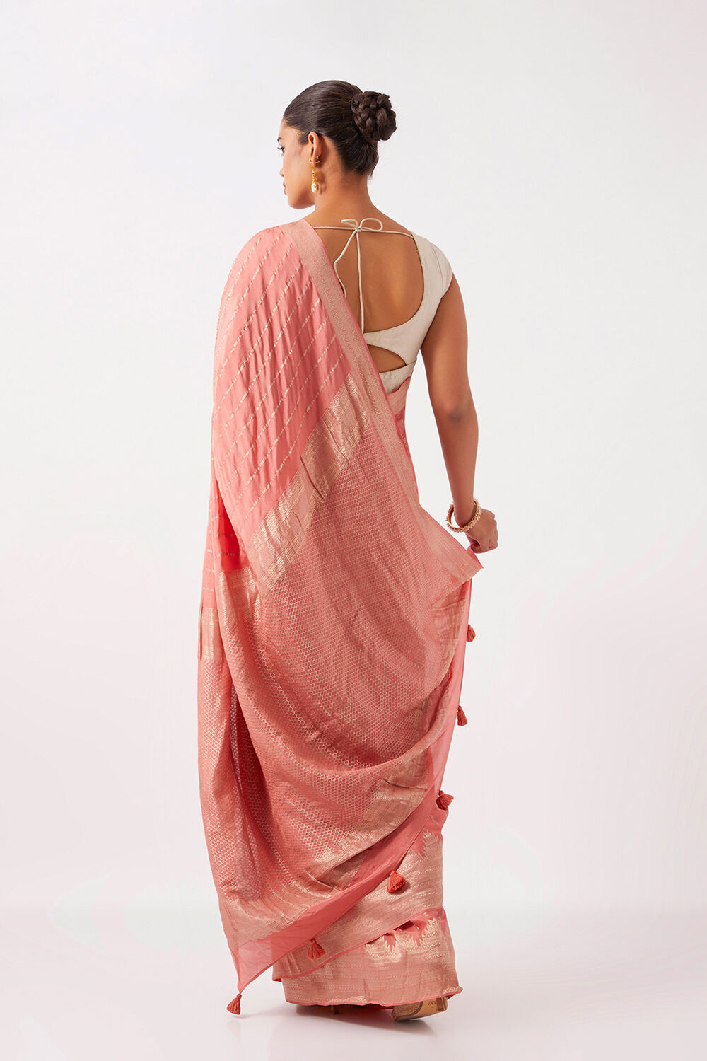 Light Orange Pure Crepe Woven Saree image number null