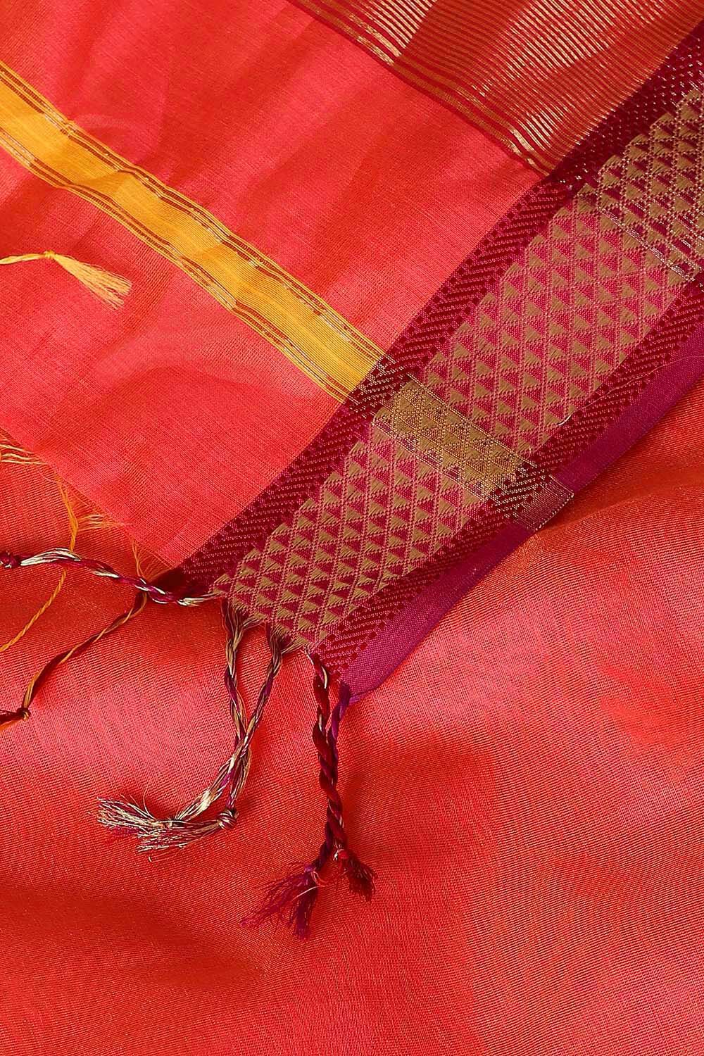 Pink Pure Silk Cotton Maheswari Saree image number null