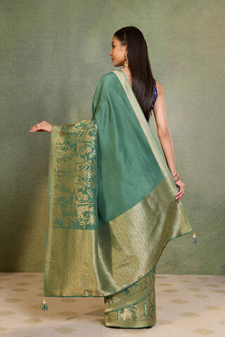 Dark Green Woven Pure Viscose Saree thumbnail image number null
