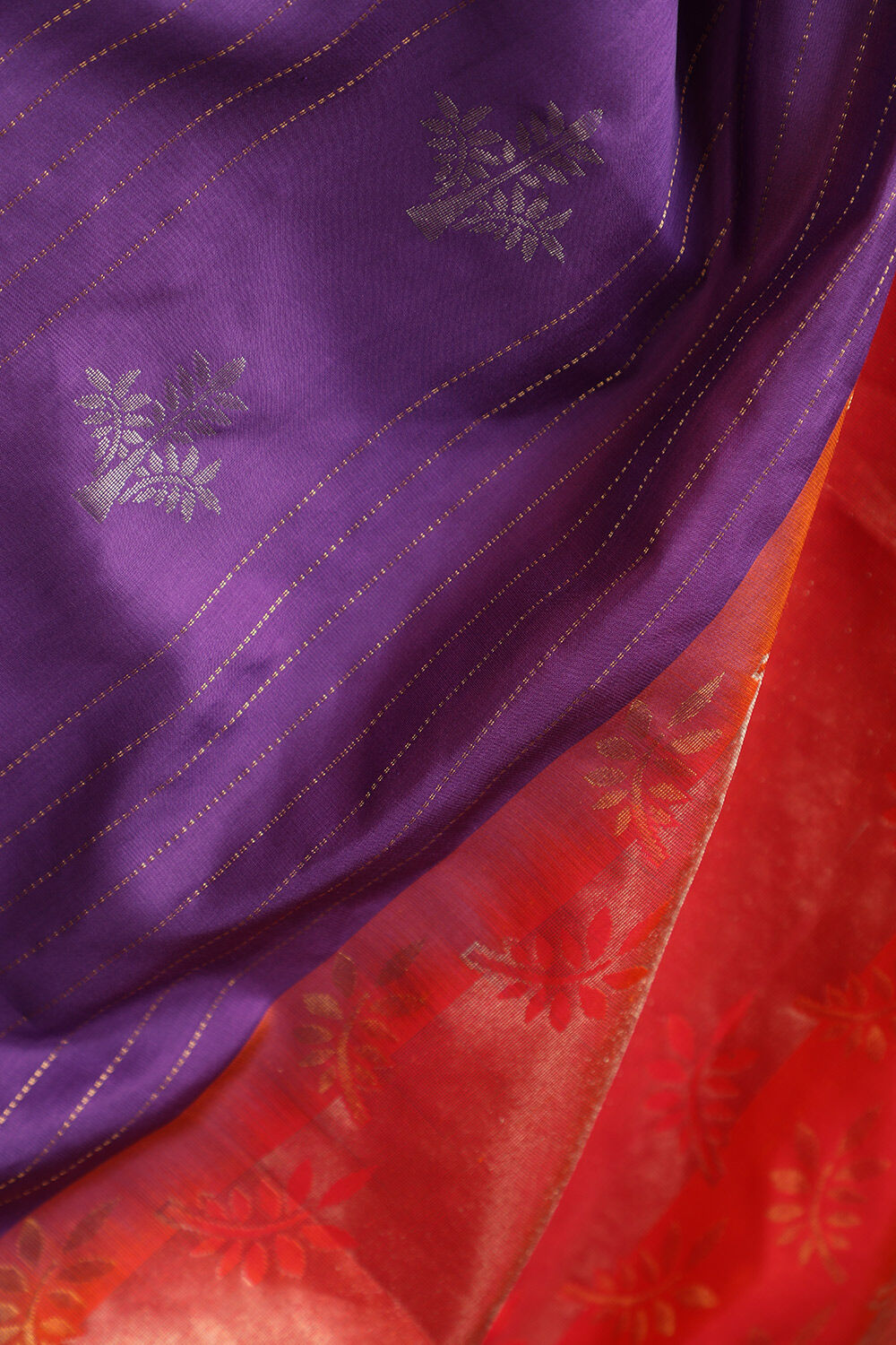 Dark Violet Woven Pure Soft Silk Saree image number null