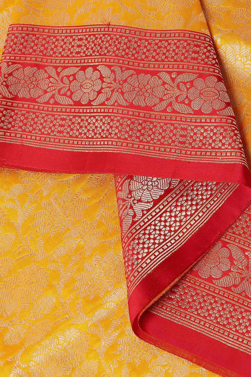 Yellow Pure Silk Banarasi Brocade Saree image number null