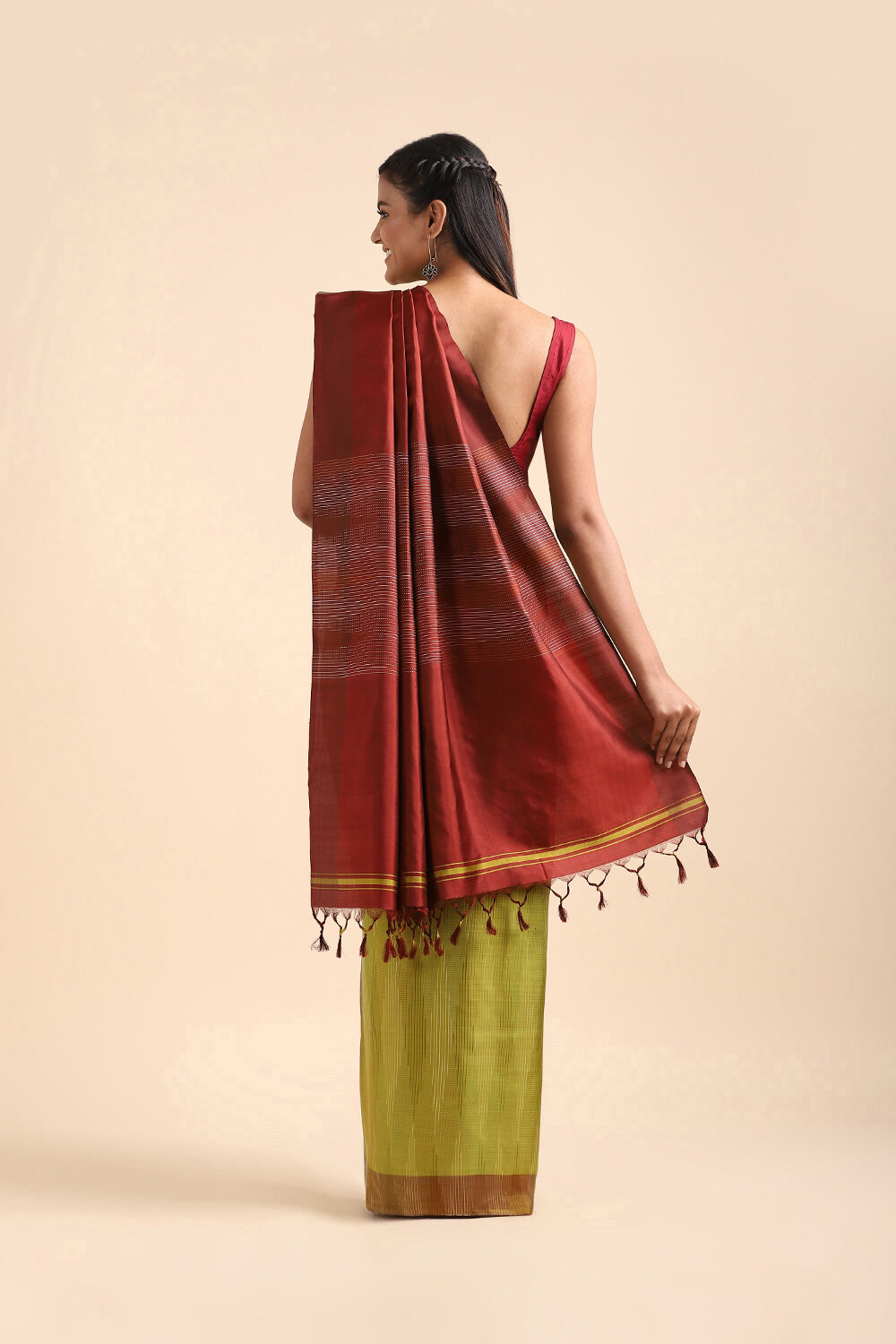 Light Pure Green Silk Bengal Saree image number null