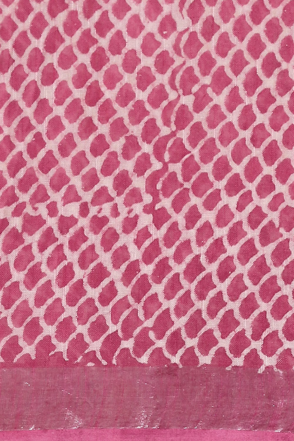 Dark Pink Pure Cotton Linen Bagru Printed Saree image number null