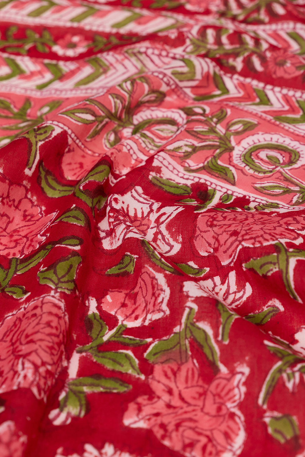 Red Rajasthan Pure Cotton Printed Sanganeri Saree image number null