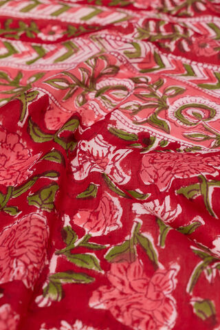 Red Rajasthan Pure Cotton Printed Sanganeri Saree thumbnail image number null