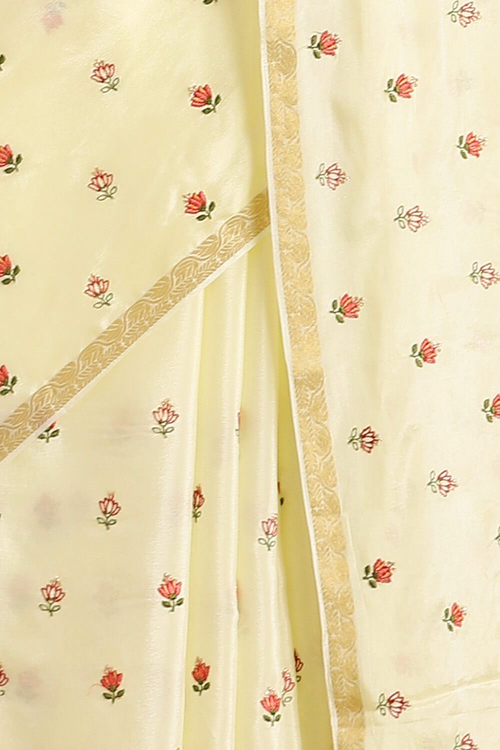 Light Pure Yellow Viscose Embroidered Saree image number null
