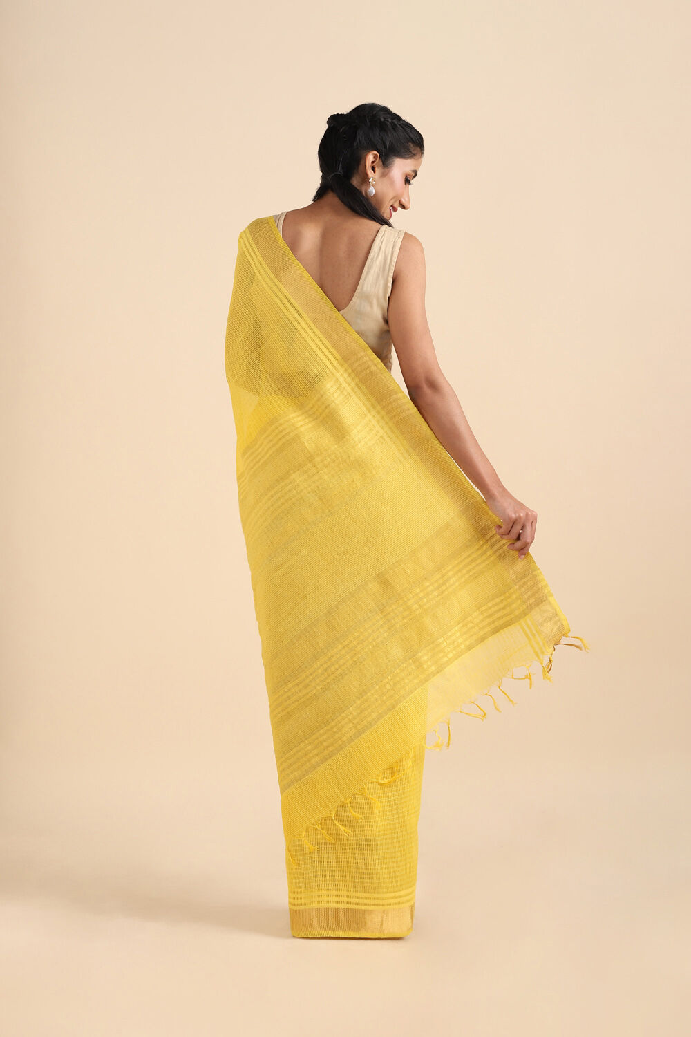 Yellow Pure Silk Woven Saree image number null