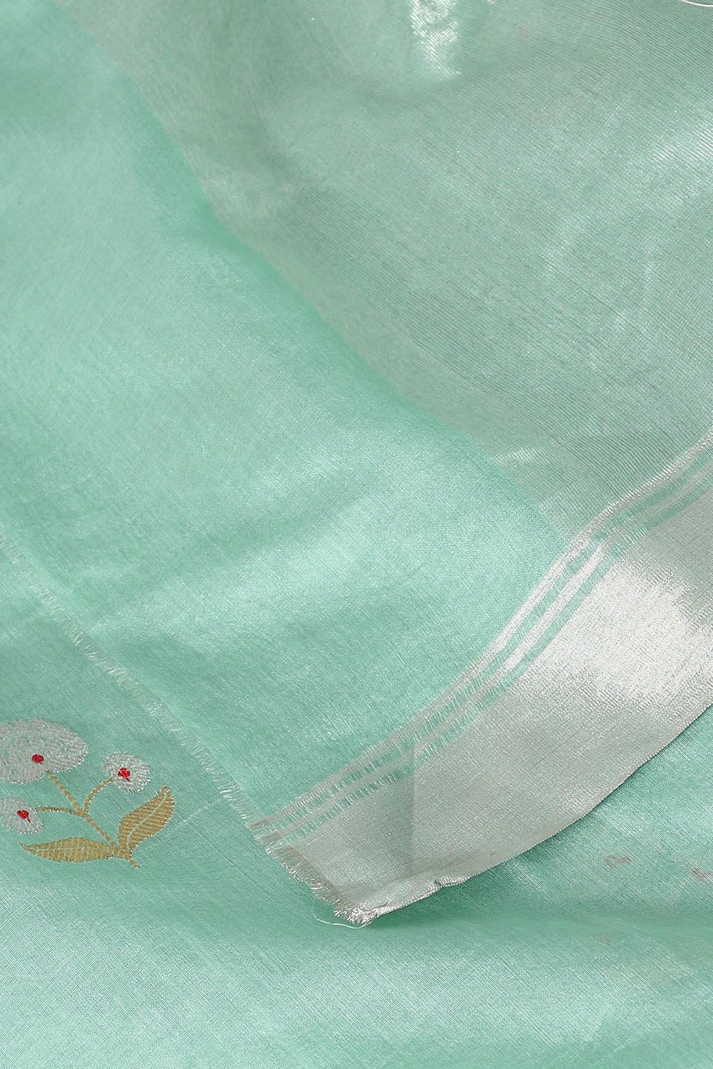 Light Blue Pure Silk Cotton Chanderi Saree image number null
