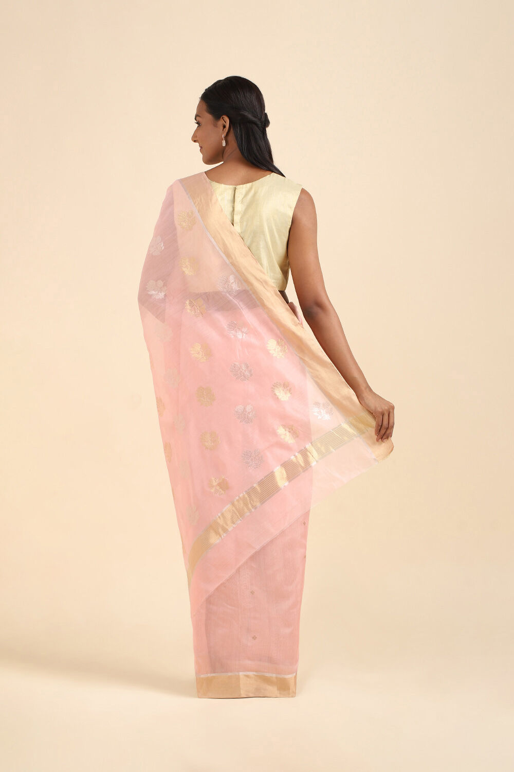 Light Pink Pure Silk Cotton Chanderi Saree image number null