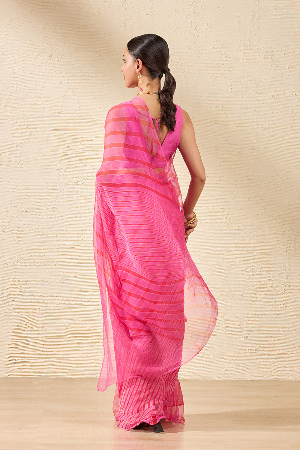 Pink Rajasthan Pure Silk Georgette Tie & Dye Leheriya Saree image number null