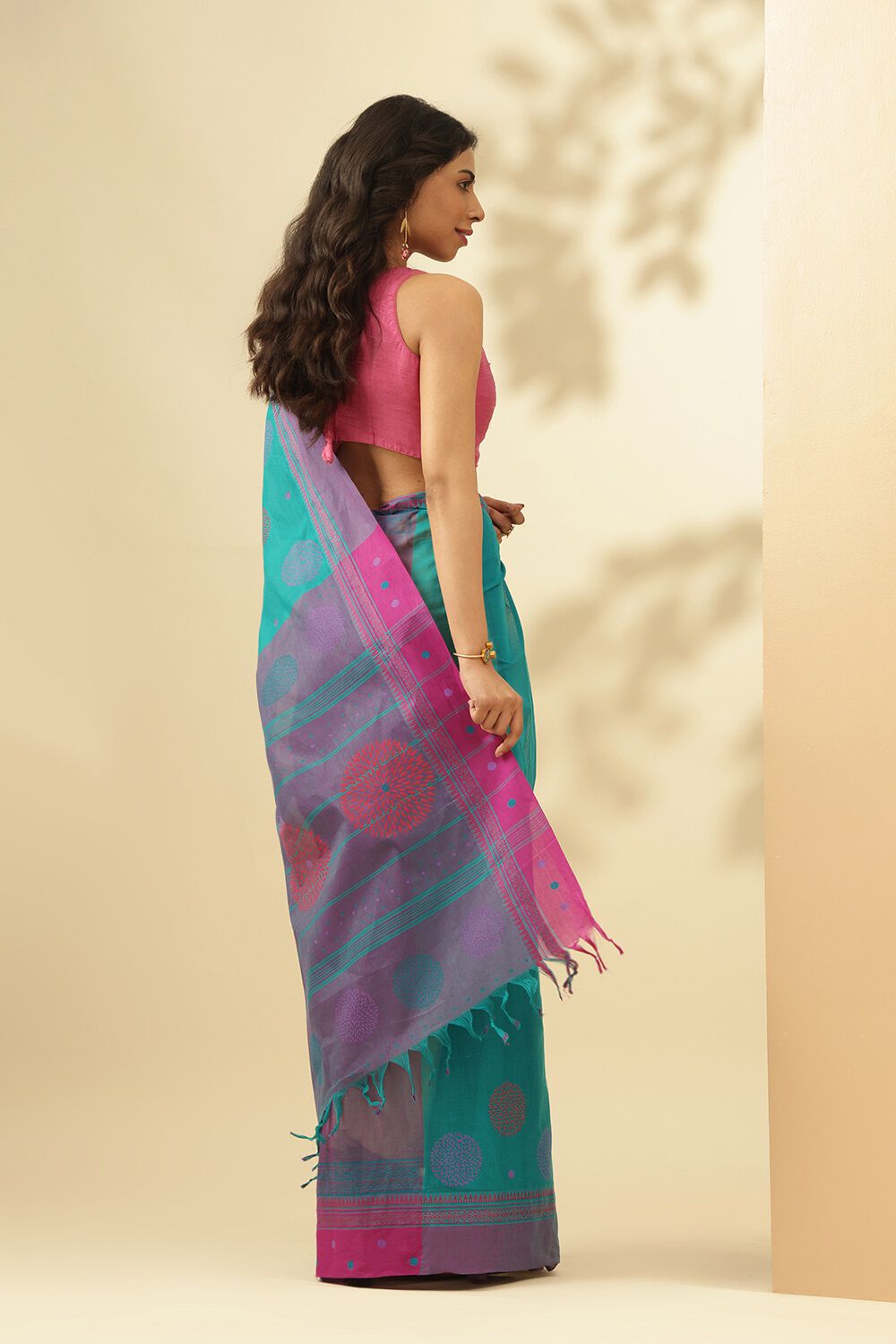 Blue Rajasthan Block Printed Pure Cotton Saree image number null