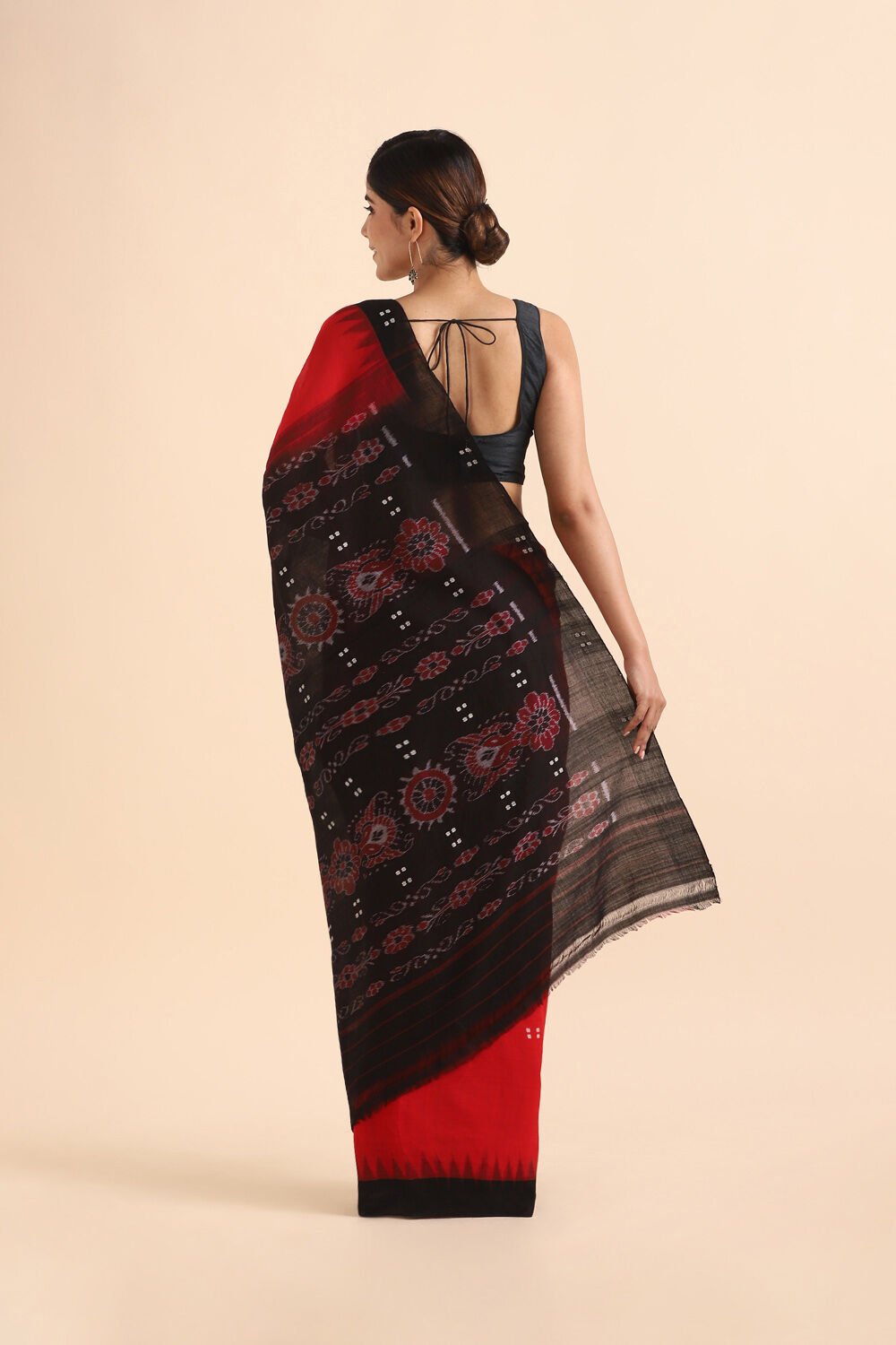 Red Pure Cotton Odissa Ikat Saree image number null