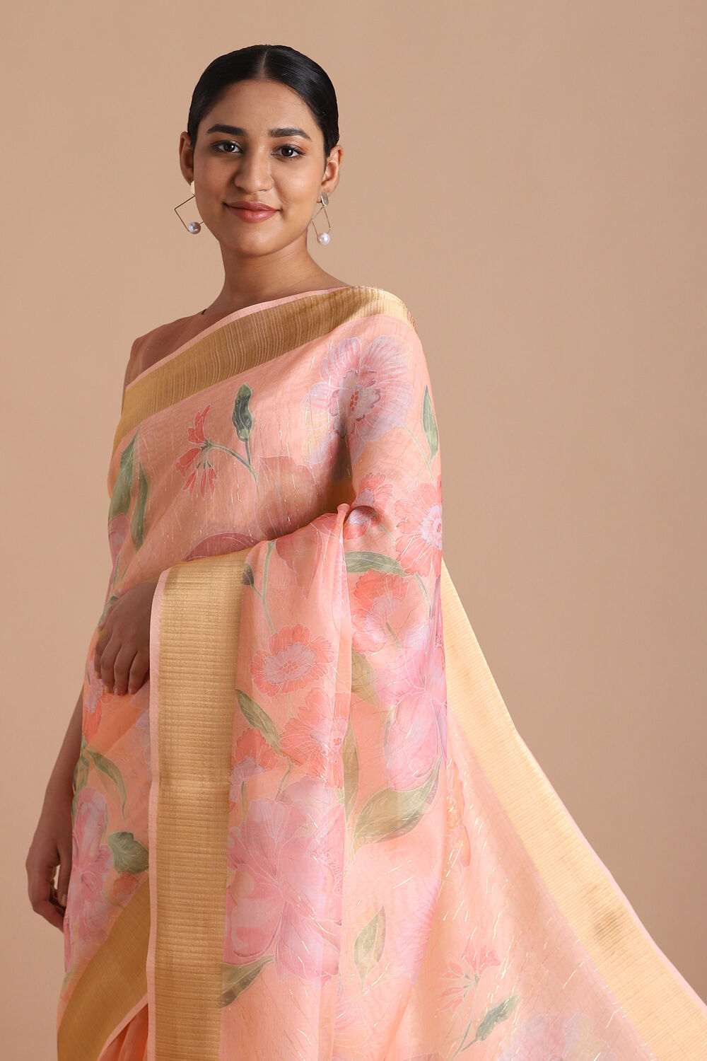 Pink Pure Embroidered Saree image number null