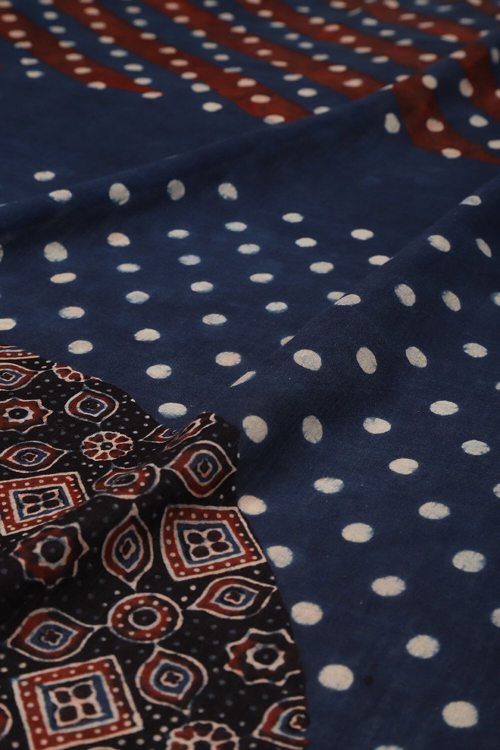 Blue Gujarat Pure Silk Cotton Ajrakh Saree image number null