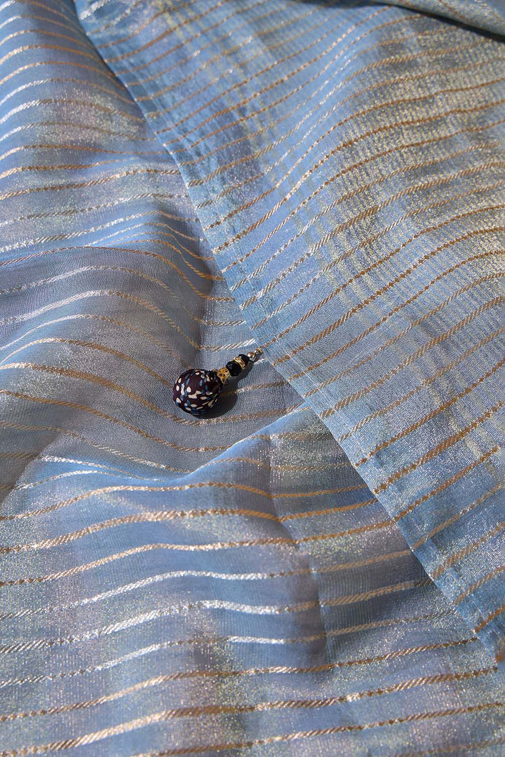 Blue Woven Viscose Tissue Saree image number null
