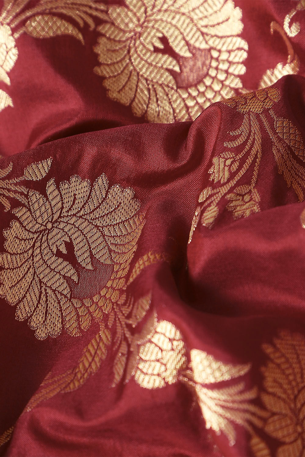 Dark Red Pure Silk Banarasi Saree image number null