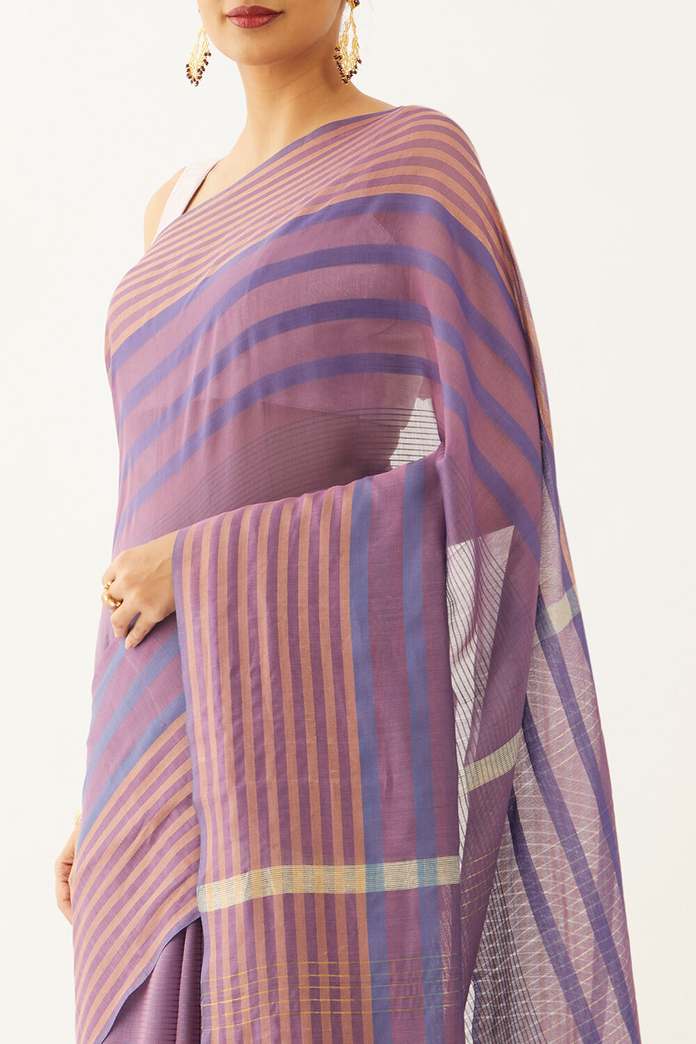 Light Violet Silk Viscose Woven Bhagalpuri Saree image number null