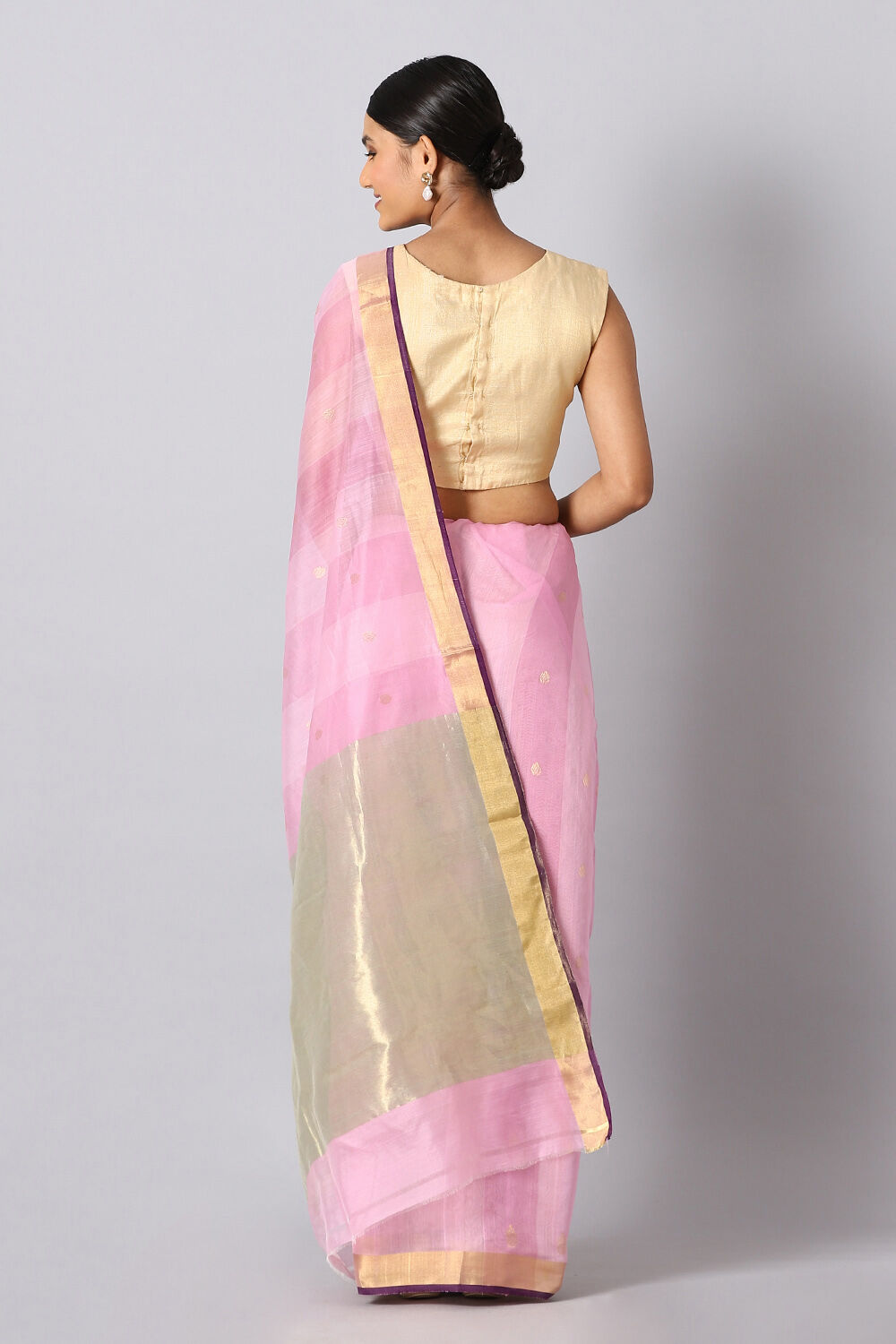 Pink Pure Silk Cotton Chanderi Saree image number null