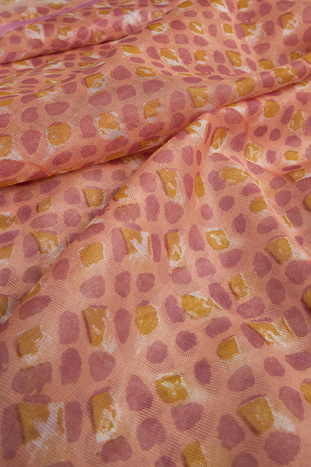 Orange Screen Printed Pure Silk Cotton Saree image number null