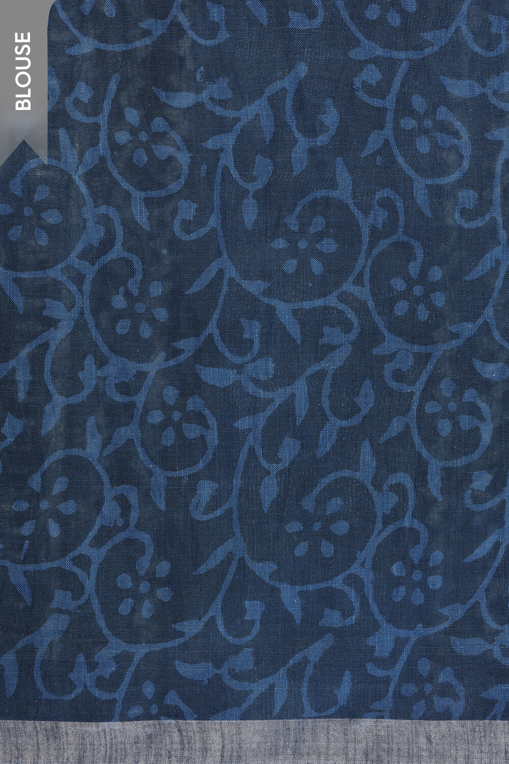 Blue Cotton Viscose Contemporary Block Printed Saree image number null