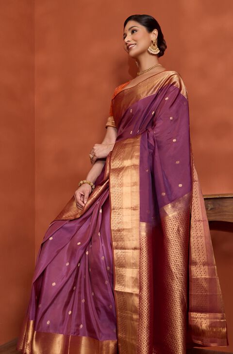 Violet Apsara Woven Silk Viscose Saree
