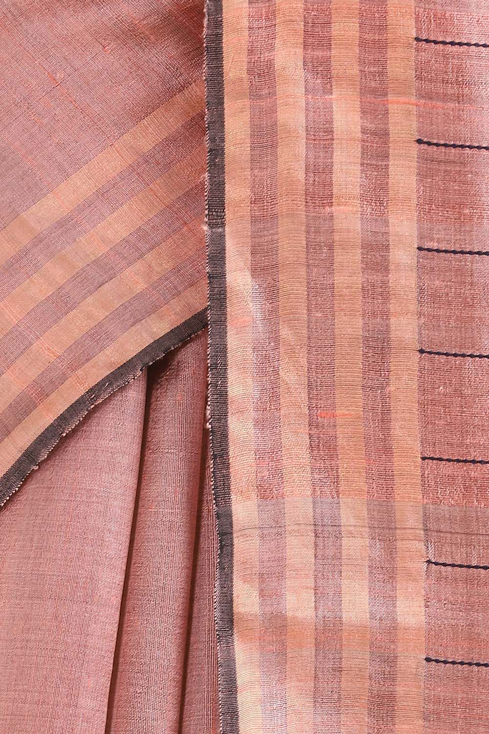 Light Pink Pure Tussar Silk Bhagalpuri Saree image number null