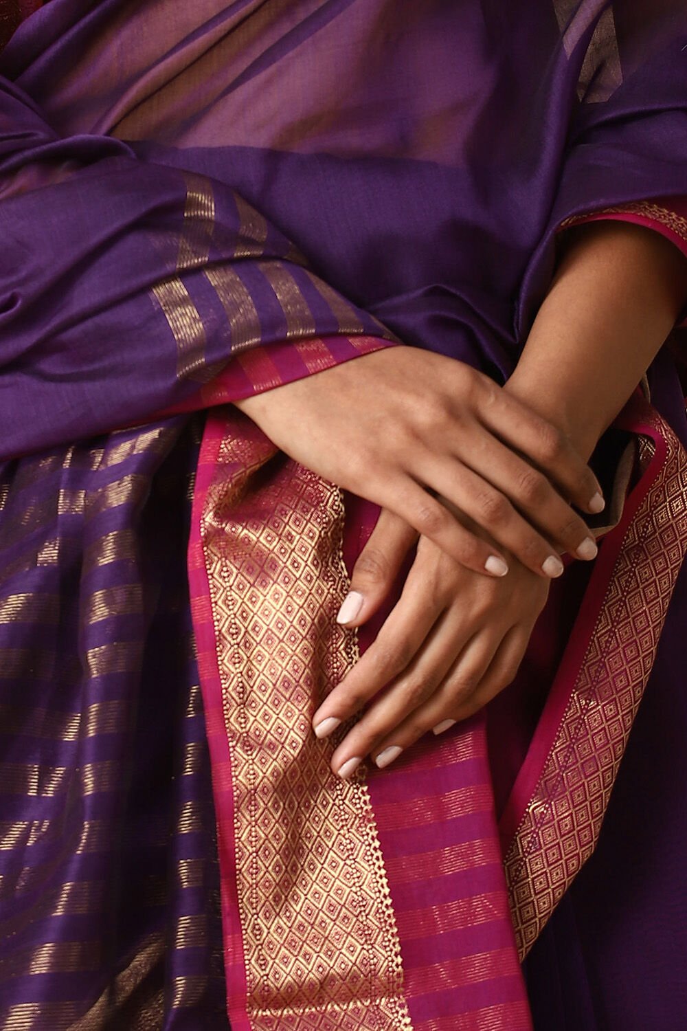 Violet Pure Silk Cotton Maheswari Saree image number null