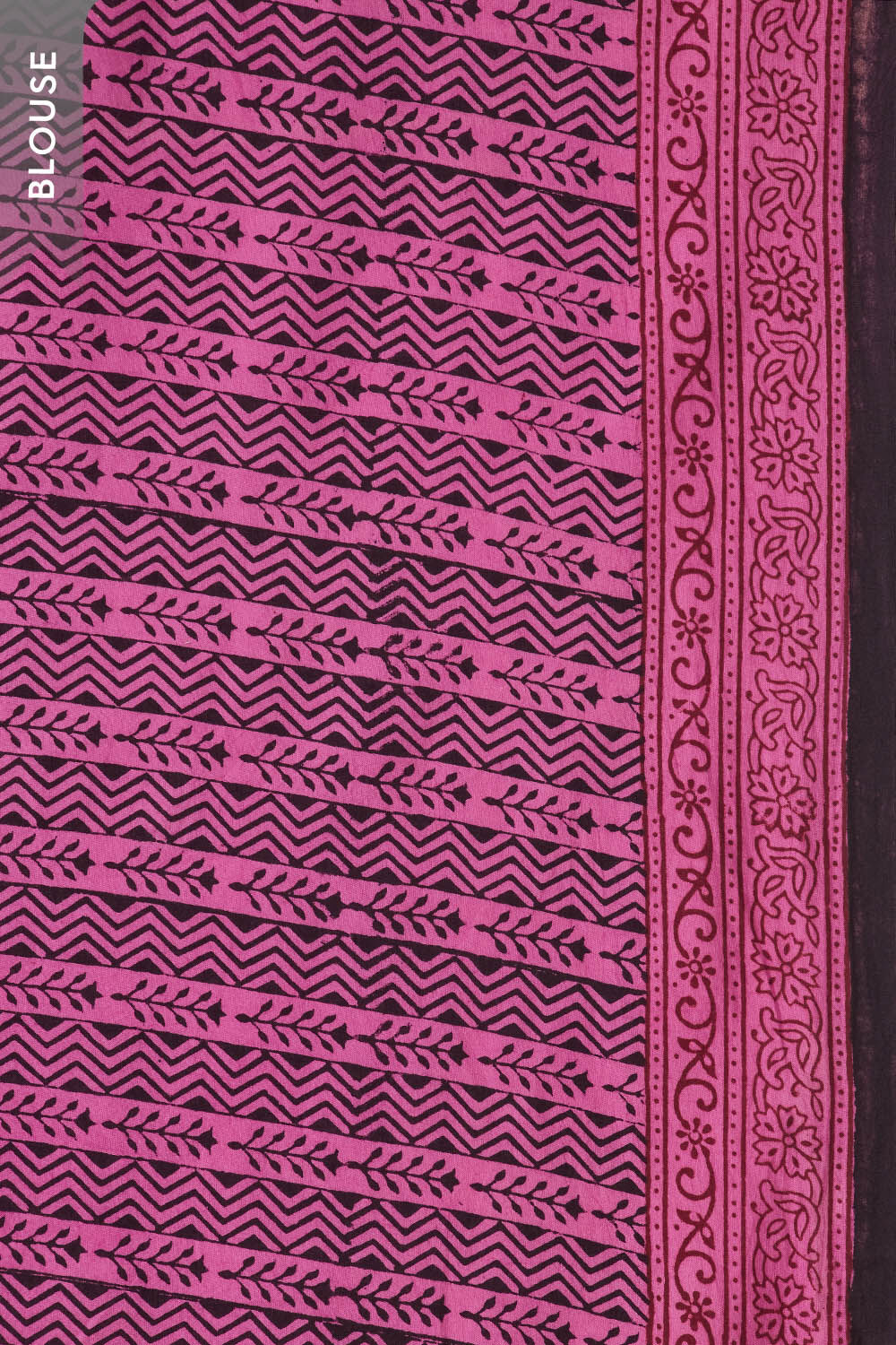 Dark Pink Bagh Block Printed Pure Cotton Saree image number null