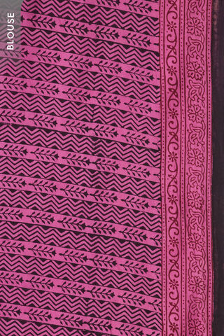 Dark Pink Bagh Block Printed Pure Cotton Saree thumbnail image number null
