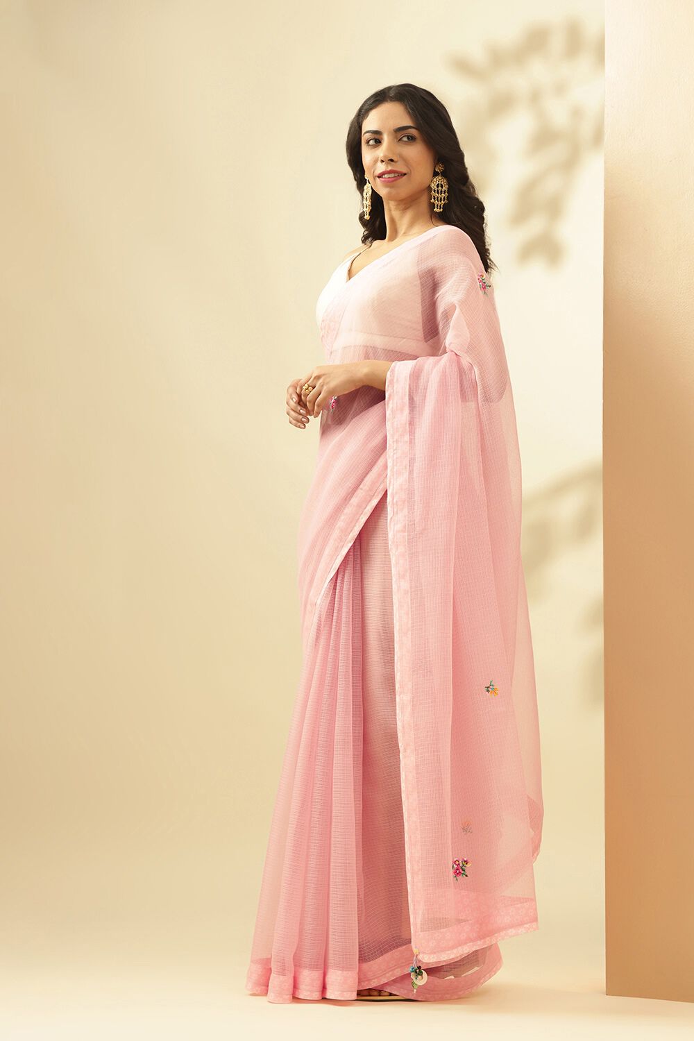 Light Pink Pure Kota Embroidery Saree image number null