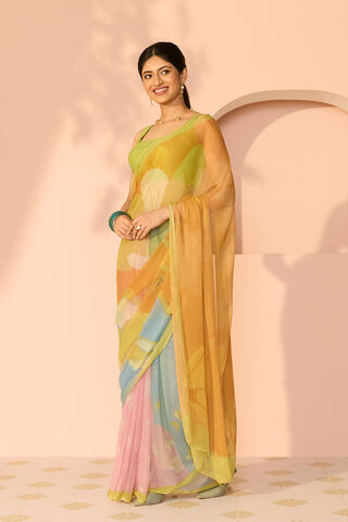 Multicoloured Printed Viscose Chiffon Saree thumbnail image number null