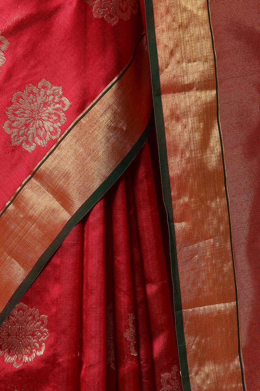 Dark Red Pure Silk Chanderi Saree image number null