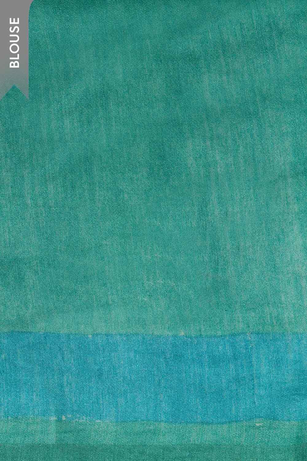 Blue Block Printed Silk Muga Saree image number null