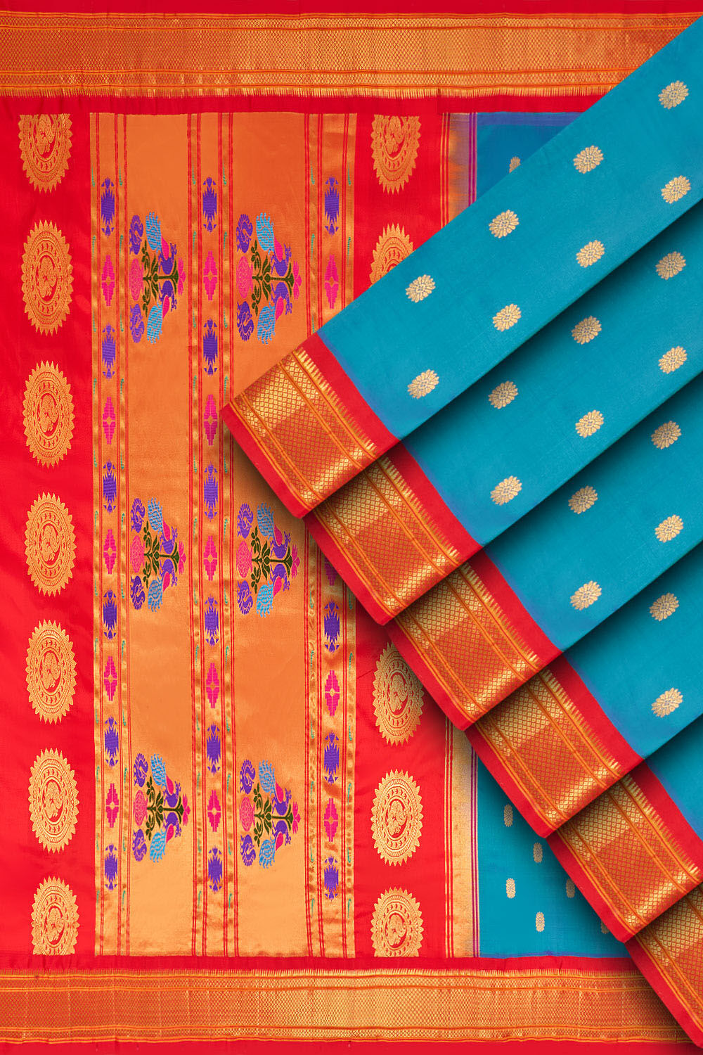 Blue Woven Paithani Inspired Design Pure Silk Saree image number null