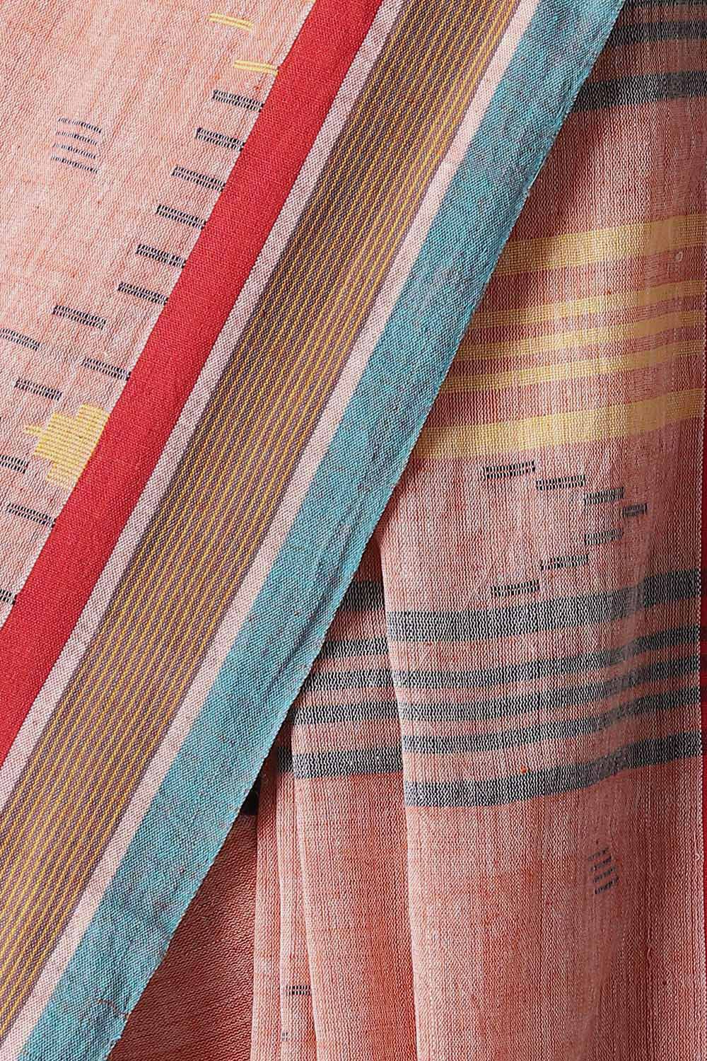 Light Orange Cotton Pure Khadi Cotton Jamdani Saree image number null