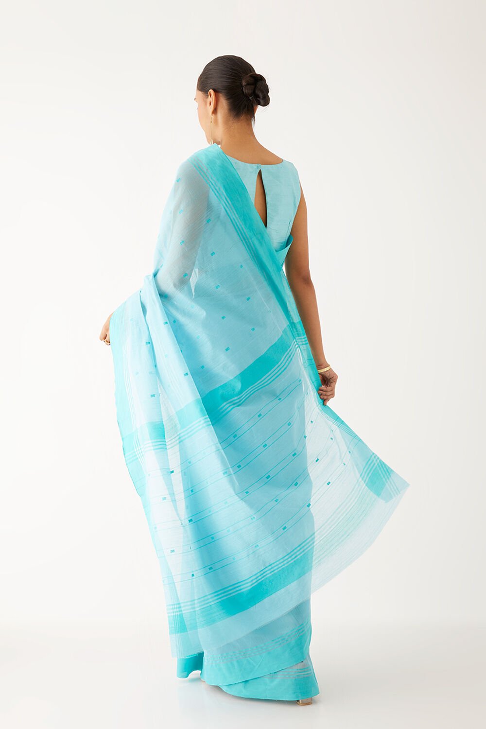 Light Blue Pure Silk Cotton Chanderi Saree image number null