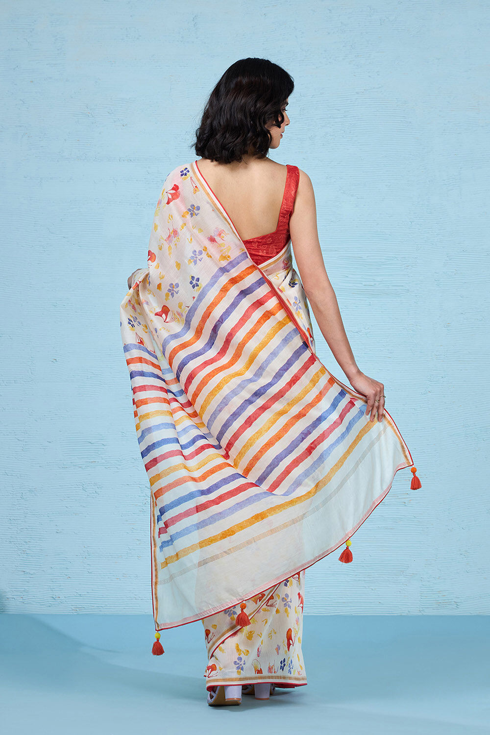 Off White Printed Pure Silk Cotton Saree image number null