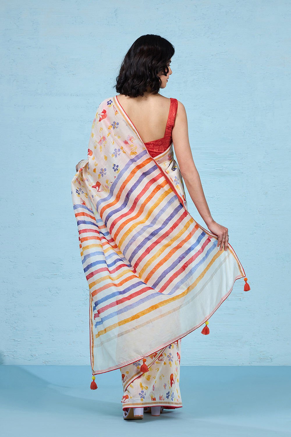 Off White Printed Pure Silk Cotton Saree image number null