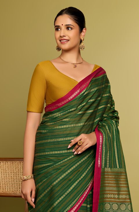 Green Viscose Silk Woven Blouse