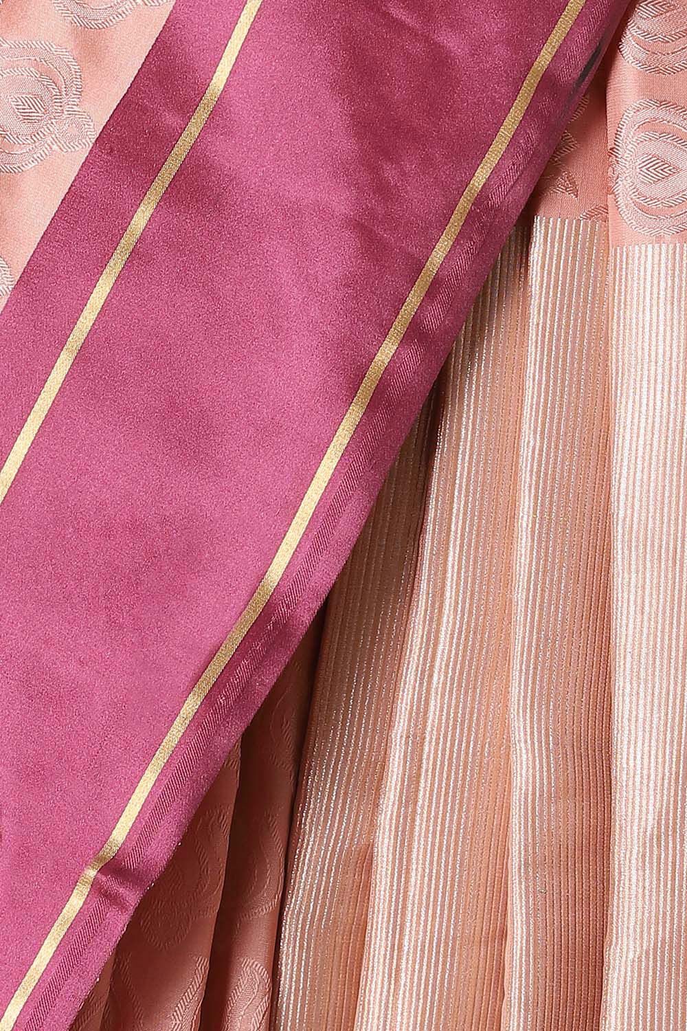 Light Pink Pure Silk Banarasi Tanchoi Saree image number null