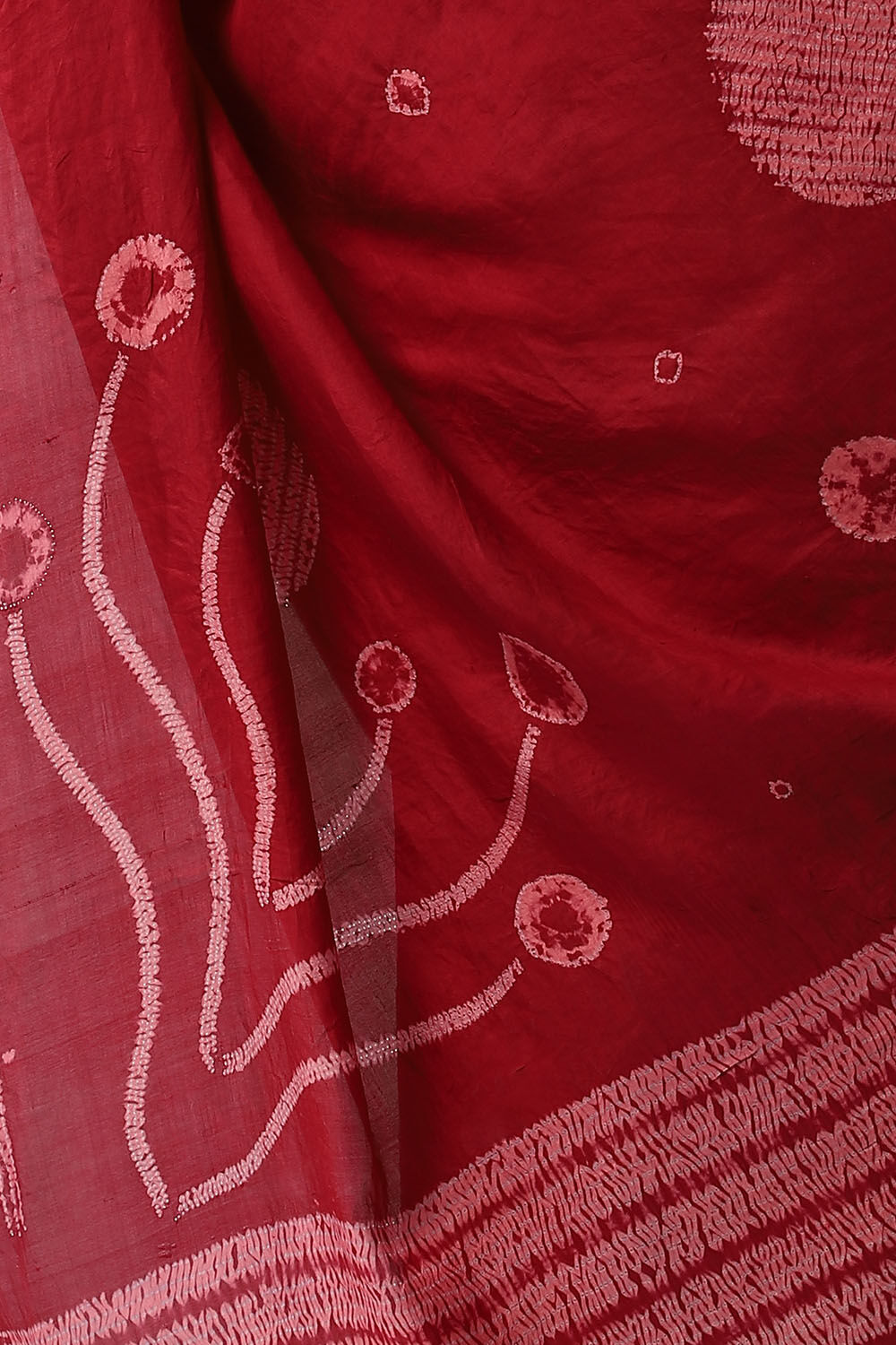Red Pure Silk Shibori Saree image number null