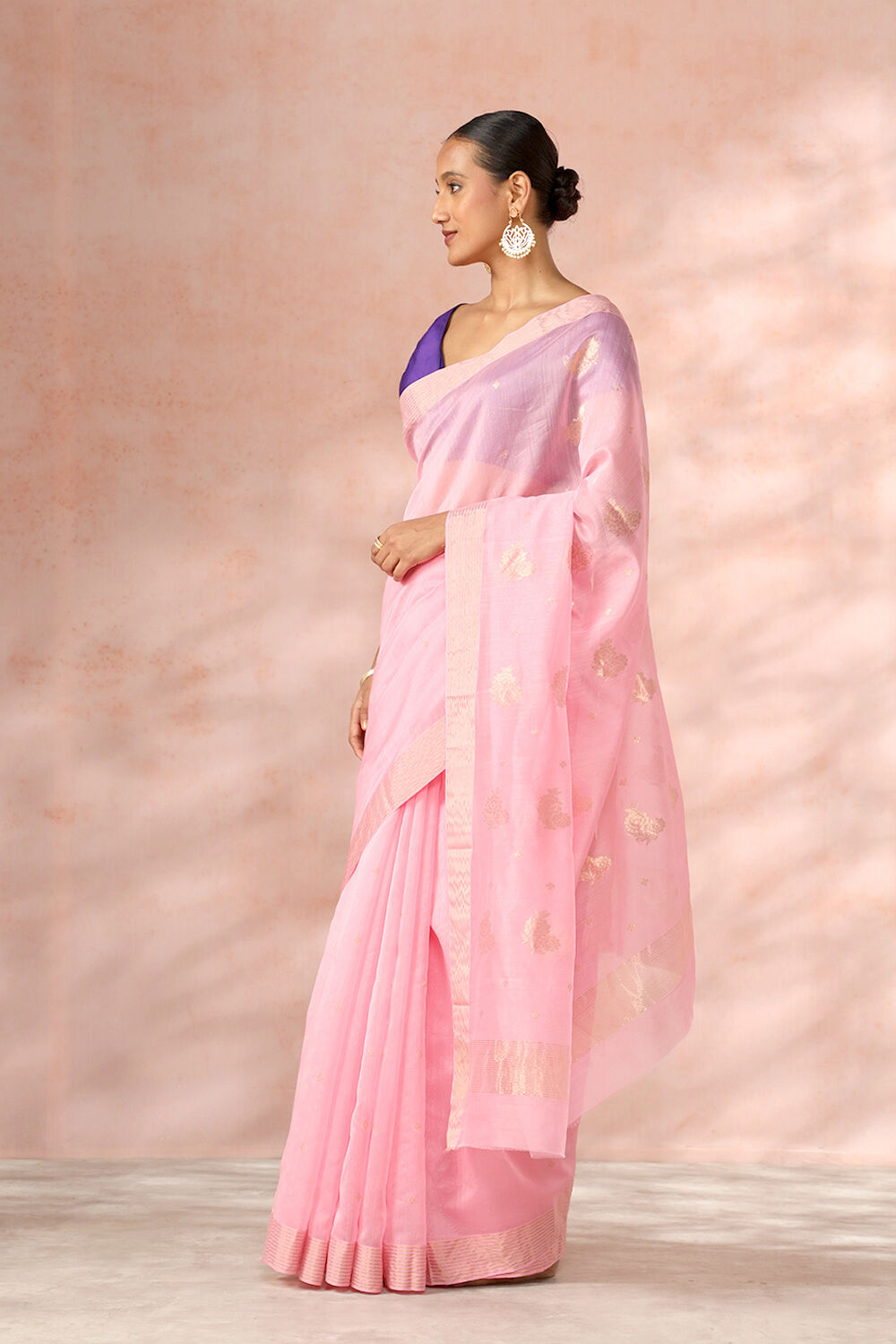 Pink Chanderi Pure Silk Cotton Woven Saree image number null