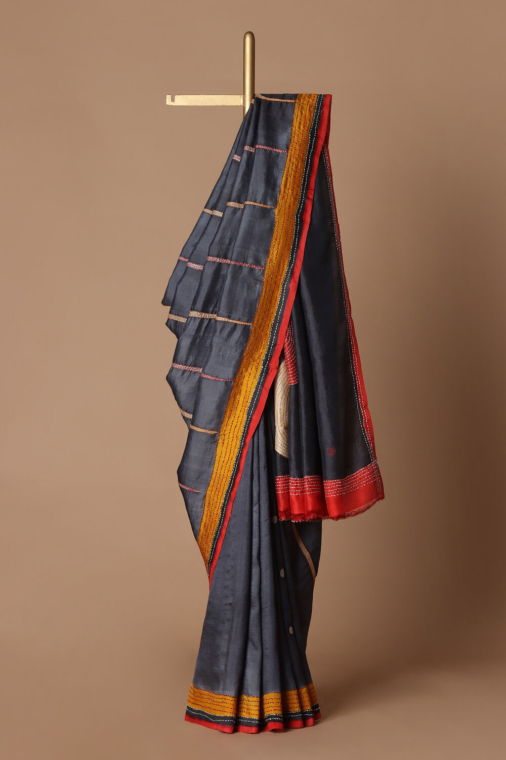 Grey Silk Batik Saree image number null