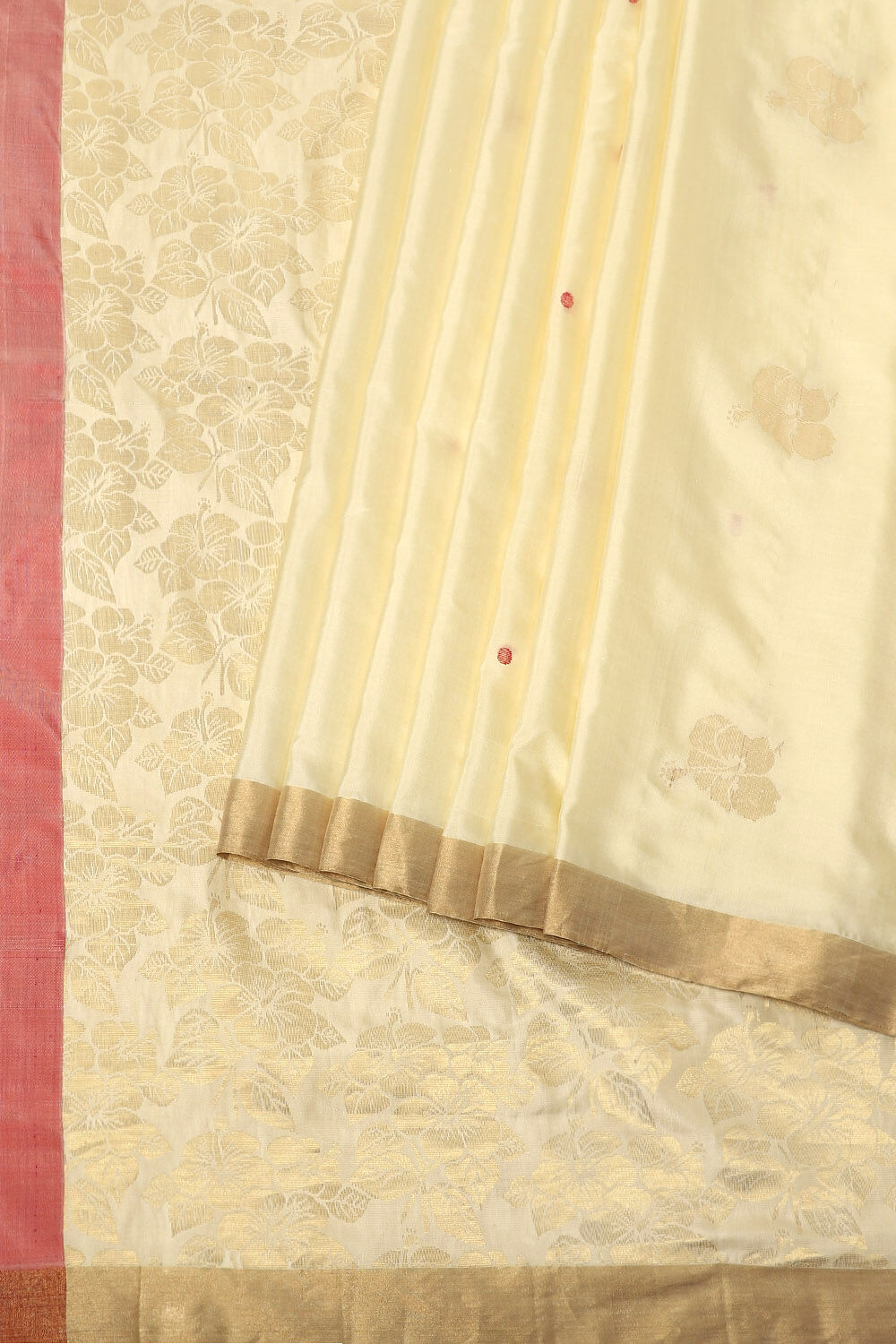 Off White Pure Soft Silk Saree image number null