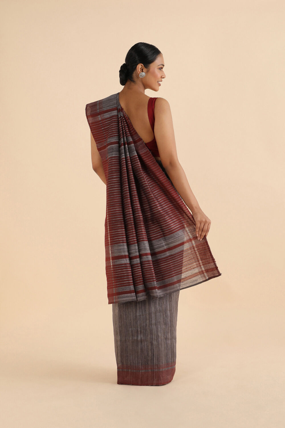 Grey Pure Tussar Bhagalpuri Saree image number null