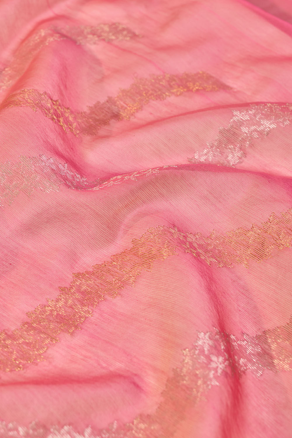 Pink Woven Pure Silk Cotton Chanderi Saree image number null