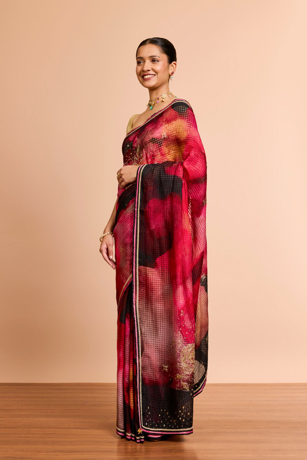 Multi Pure Silk Cotton Printed Embroidered Saree image number null